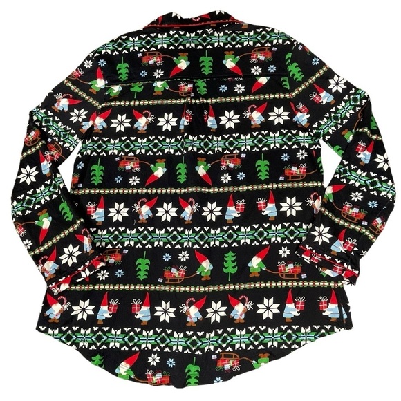 Hanna Anderson Christmas Gnome Sweet Gnome Cozy Flannel Button Up Pajama Top S - Picture 2 of 14